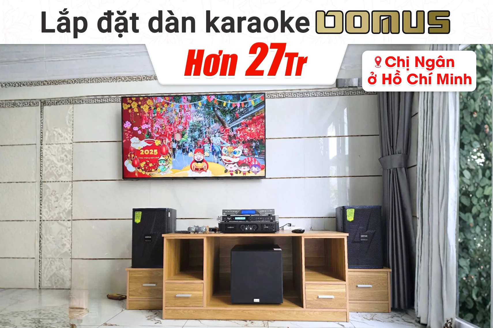 Lắp đặt dàn karaoke Domus hơn 27tr cho chị Ngân tại TP HCM (Domus DP-6210 Max, Audiocenter CT1200, Bksound KP500, Bksound SW212, BCE U900 Plus X)