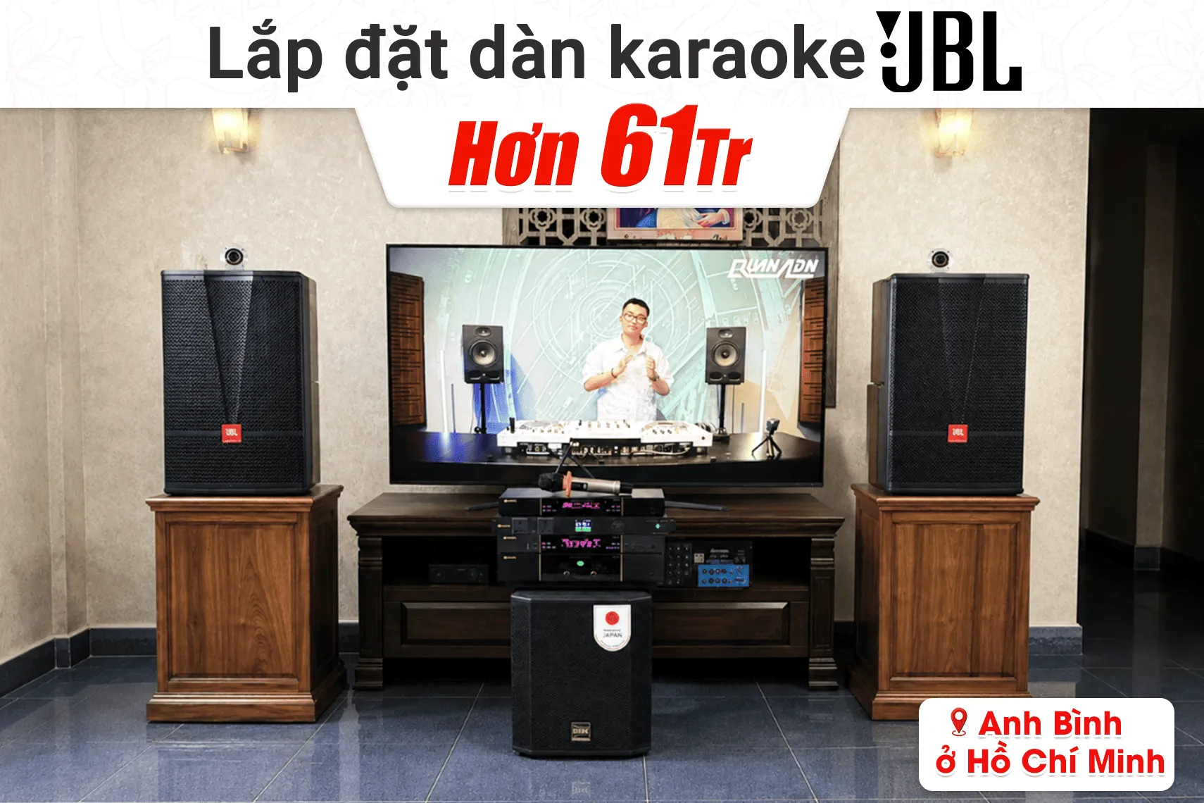 Lắp đặt dàn karaoke JBL hơn 61tr cho anh Bình tại TP HCM (JBL CV1270, BIK VK-A52, BIK VK-R51, BIK BBK-W25A, BIK VK-M51, BIK BSQ-8)