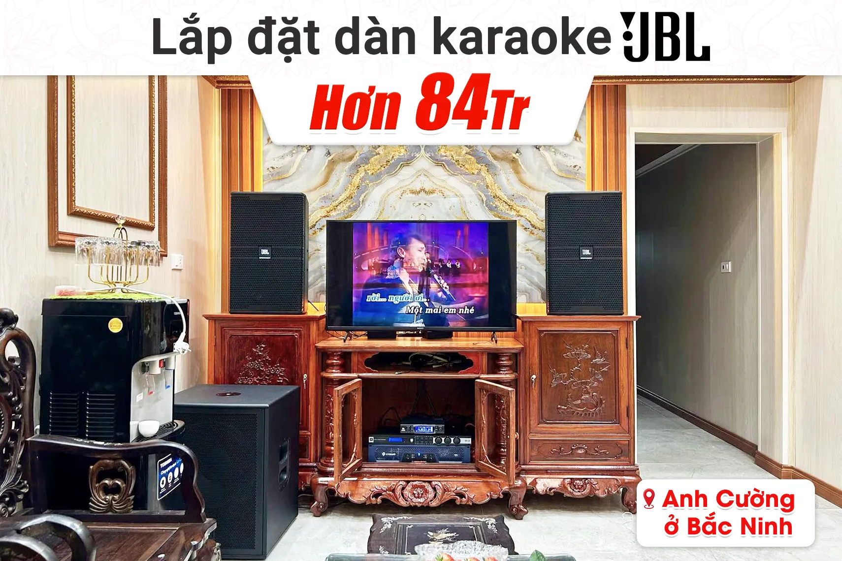 Lắp đặt dàn karaoke JBL hơn 84tr cho anh Cường tại Bắc Ninh (JBL KP4012 G2, Crown T7, JBL KX190, JBL IRX115S, JBL VM300)