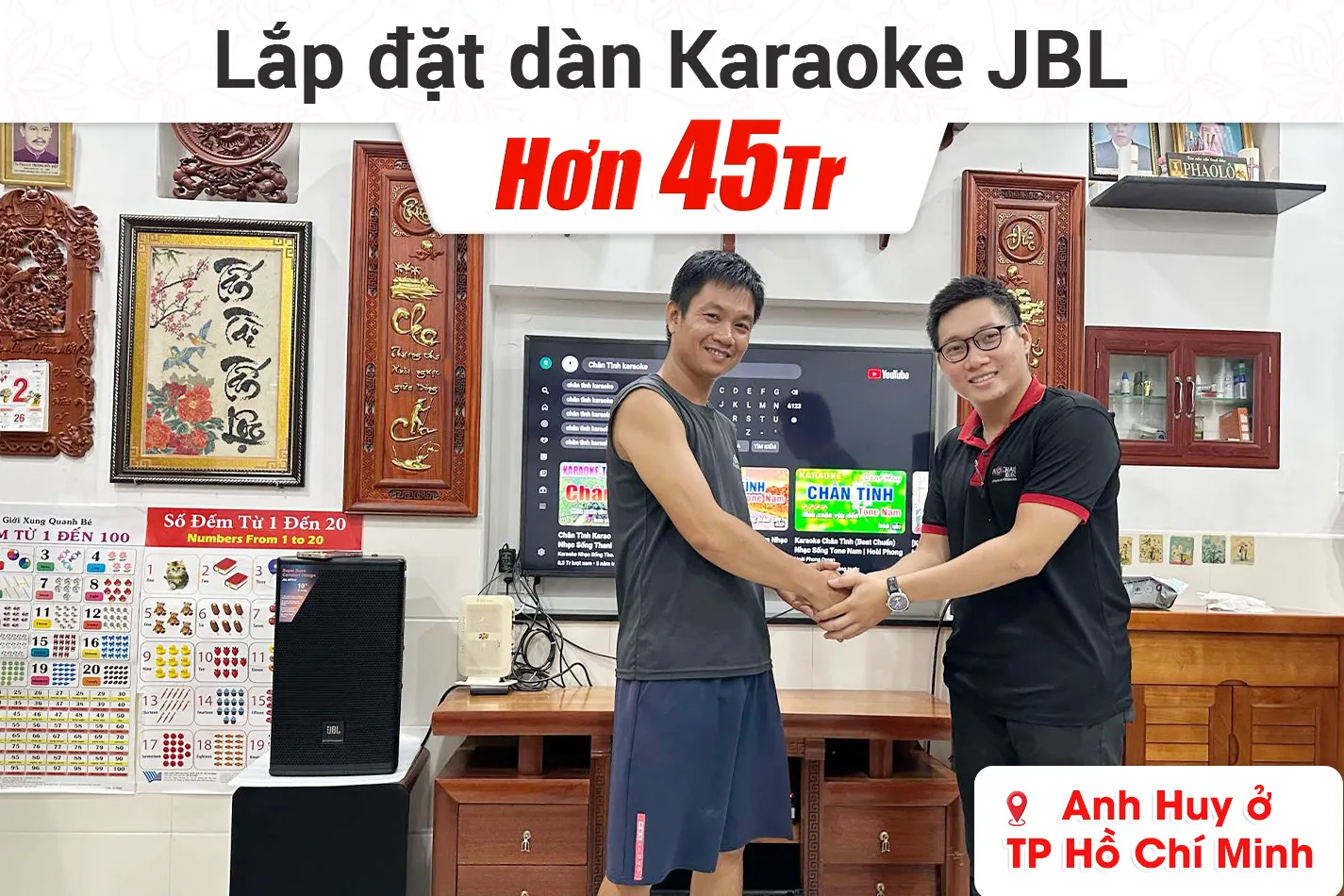 Lắp đặt dàn karaoke JBL hơn 45tr cho anh Huy ở TPHCM