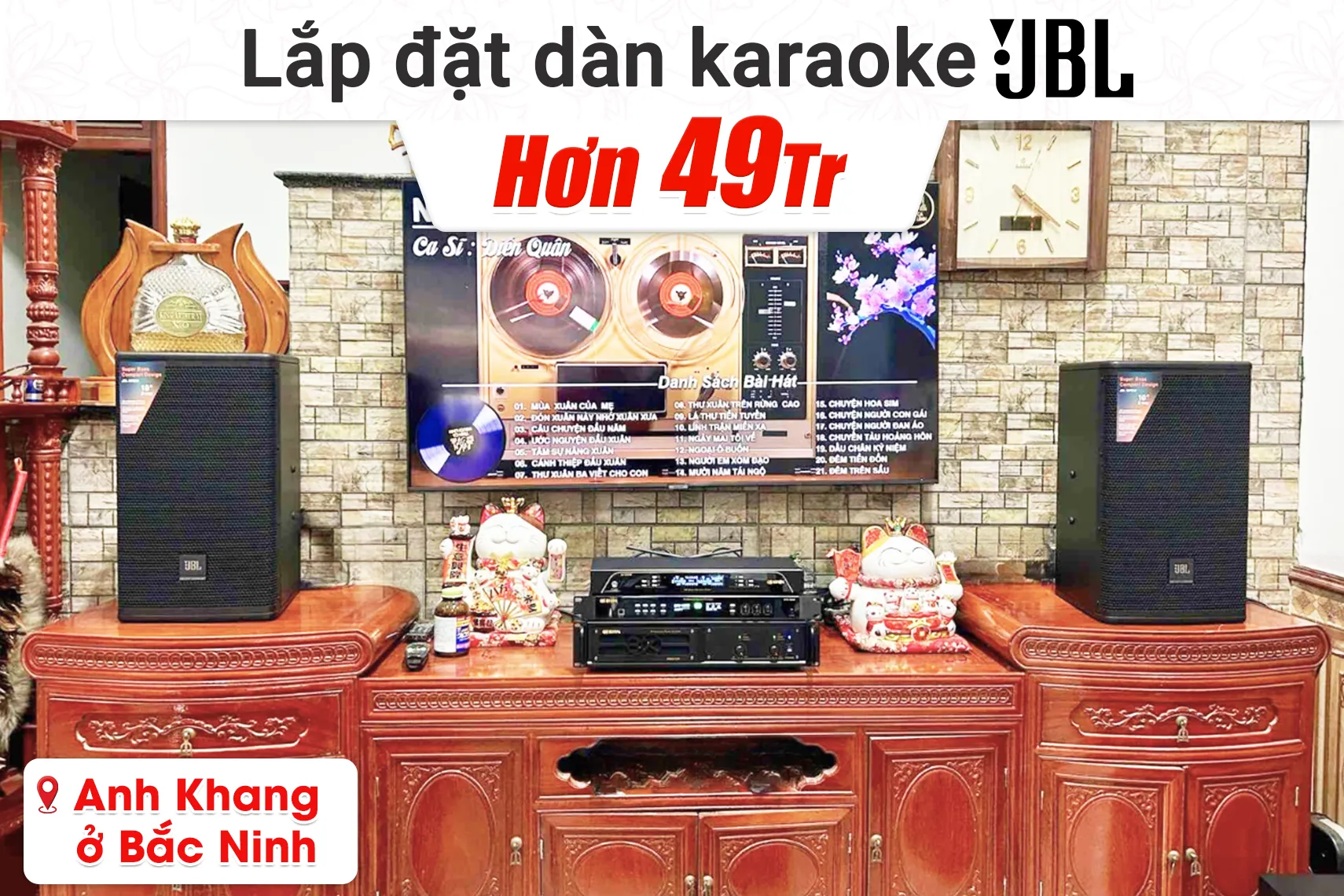 Lắp đặt dàn karaoke JBL hơn 49tr cho anh Khang tại Bắc Ninh (JBL MTS10, BIK VM620A, BIK BPR-5800, BIK BBK-W25A, BIK BJ-U200)