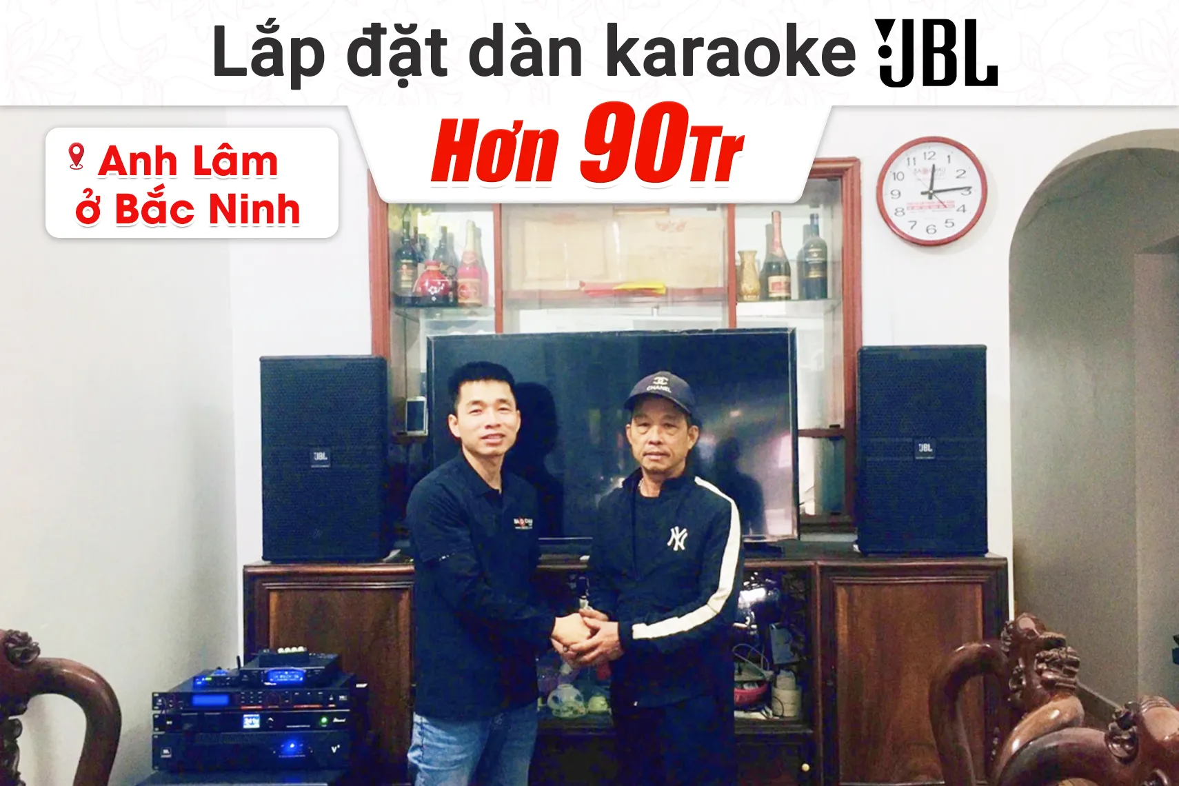 Lắp đặt dàn karaoke JBL hơn 90tr cho anh Lâm tại Bắc Ninh (JBL KP4012 G2, JBL V8, JBL VX9, JBL IRX115S, JBL VM300, Bksound M8)