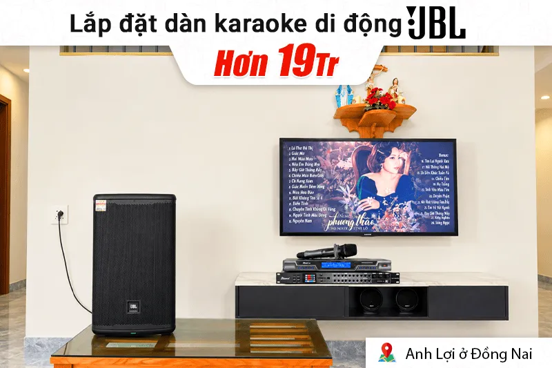 Lắp đặt dàn karaoke di động JBL hơn 19tr cho anh Lợi tại Đồng Nai (JBL Eon 712, Bksound DSP 9000 Plus, Bksound M200)