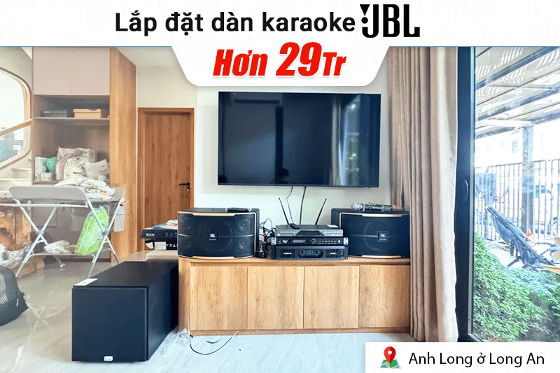 Lắp đặt dàn karaoke JBL hơn 29tr cho anh Long tại Long An (JBL Pasion 10, Audiocenter CT1200, Bksound KP500, Bksound SW212, BCE U900 Plus X)