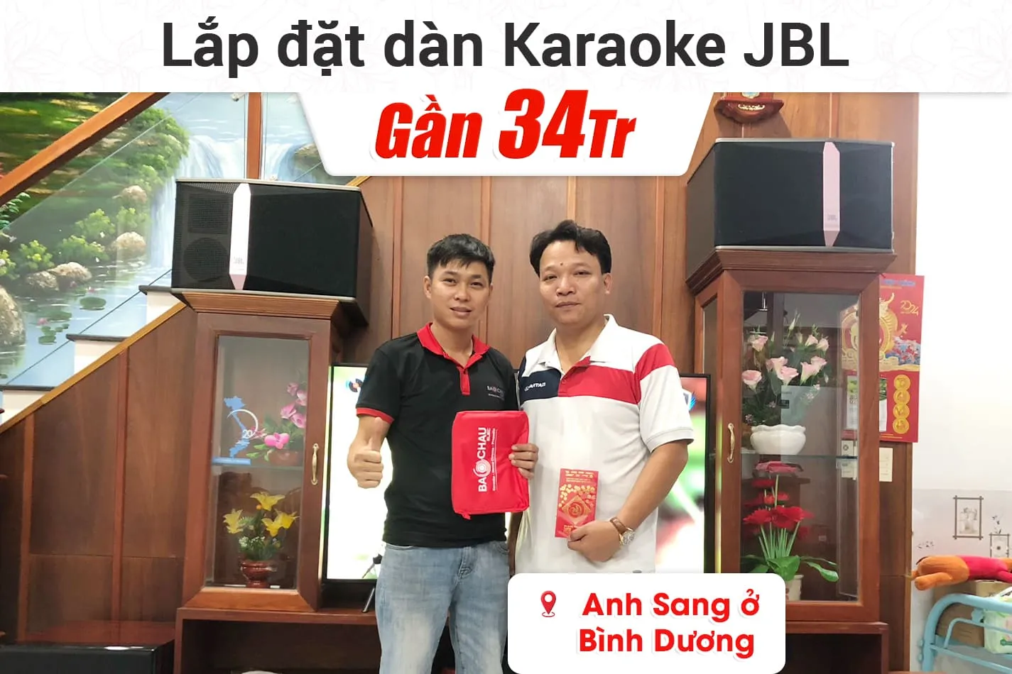 Lắp đặt dàn karaoke JBL hơn 33tr cho anh Sang ở Bình Dương