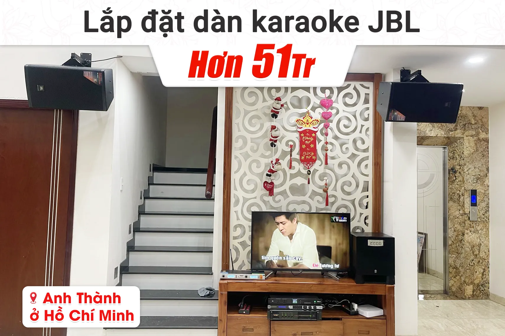 Lắp đặt dàn karaoke JBL hơn 51tr cho anh Thành tại TP HCM (JBL MTS12, BIK CA-J604, JBL KX180A, Bksound M8)