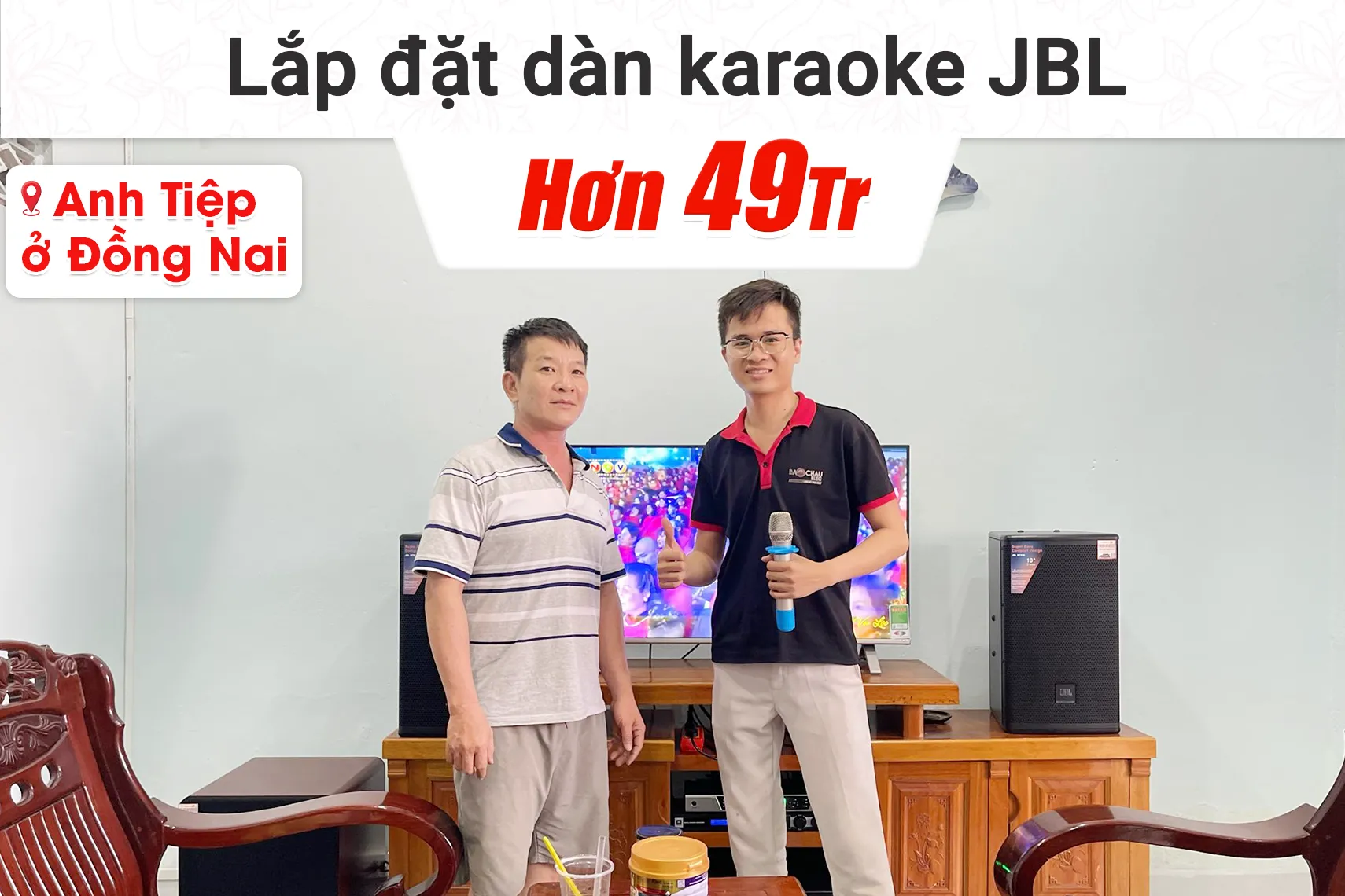 Lắp đặt dàn karaoke JBL hơn 49tr cho anh Tiệp tại Đồng Nai (JBL MTS10, BIK BPA-H62, JBL KX180A, Bksound SW612MKII, BCE UGX12) 