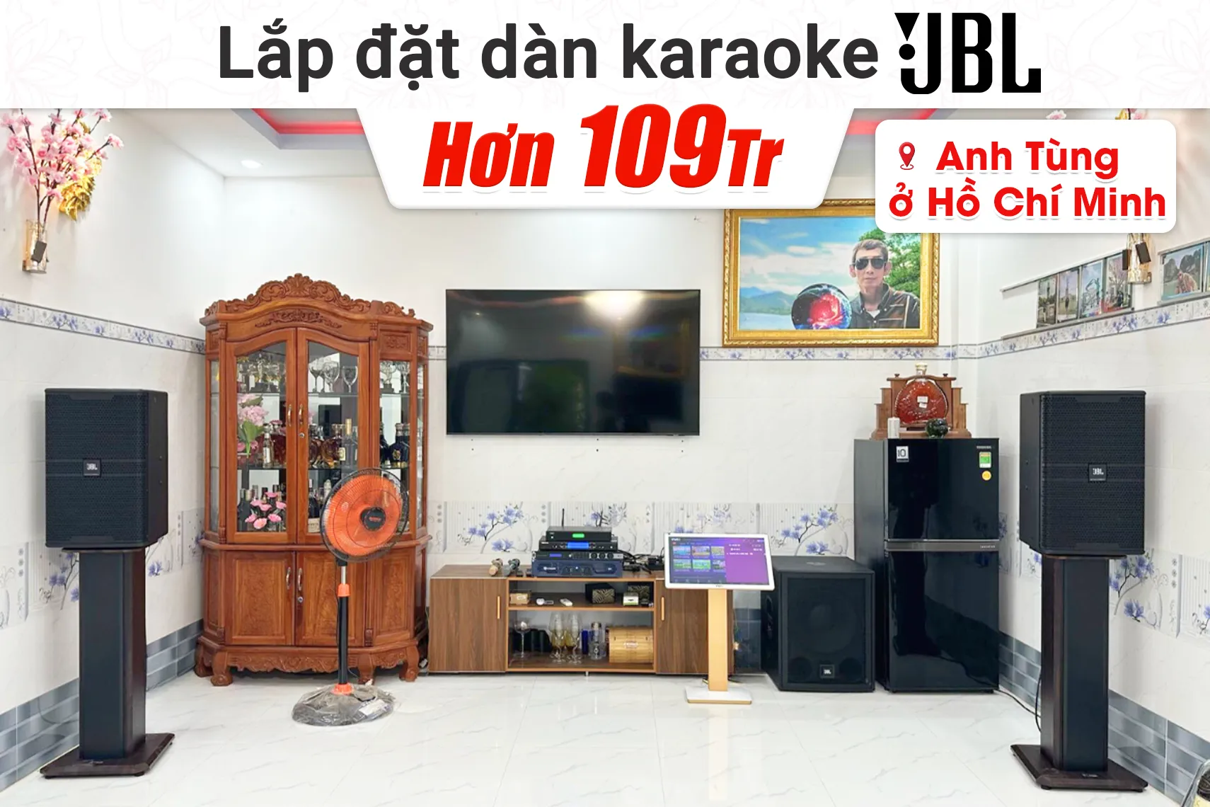 Lắp đặt dàn karaoke JBL hơn 109tr cho anh Tùng tại TP HCM (JBL KP4012 G2, Crown T7, JBL KX190, JBL IRX115S, BS9800...)