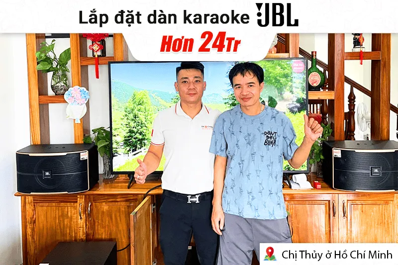 Lắp đặt dàn karaoke JBL hơn 24tr cho chị Thủy tại TP HCM (JBL Pasion 10, Bksound DKA 6500, Bksound SW212)