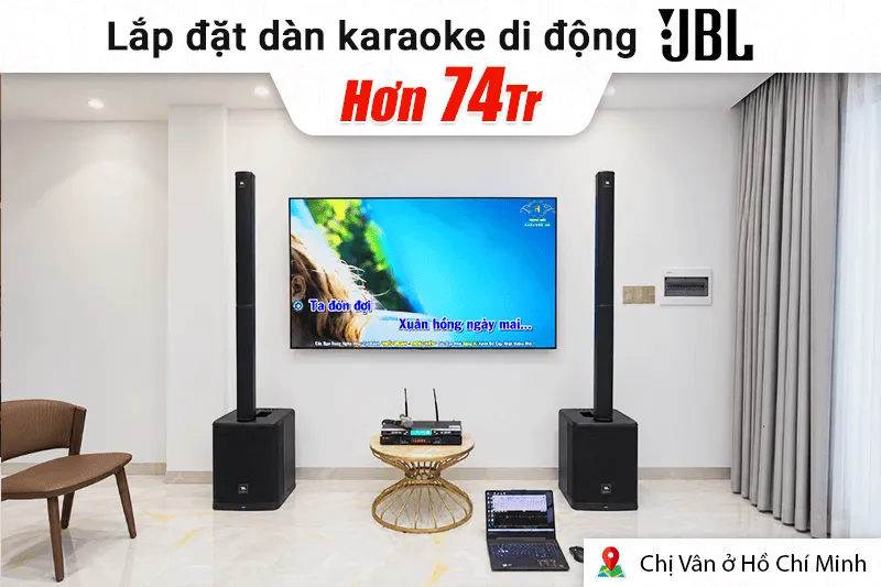 Lắp đặt dàn karaoke di động JBL hơn 74tr cho chị Vân tại TP HCM (JBL PRX One, BIK VK-R51, BS-790S)