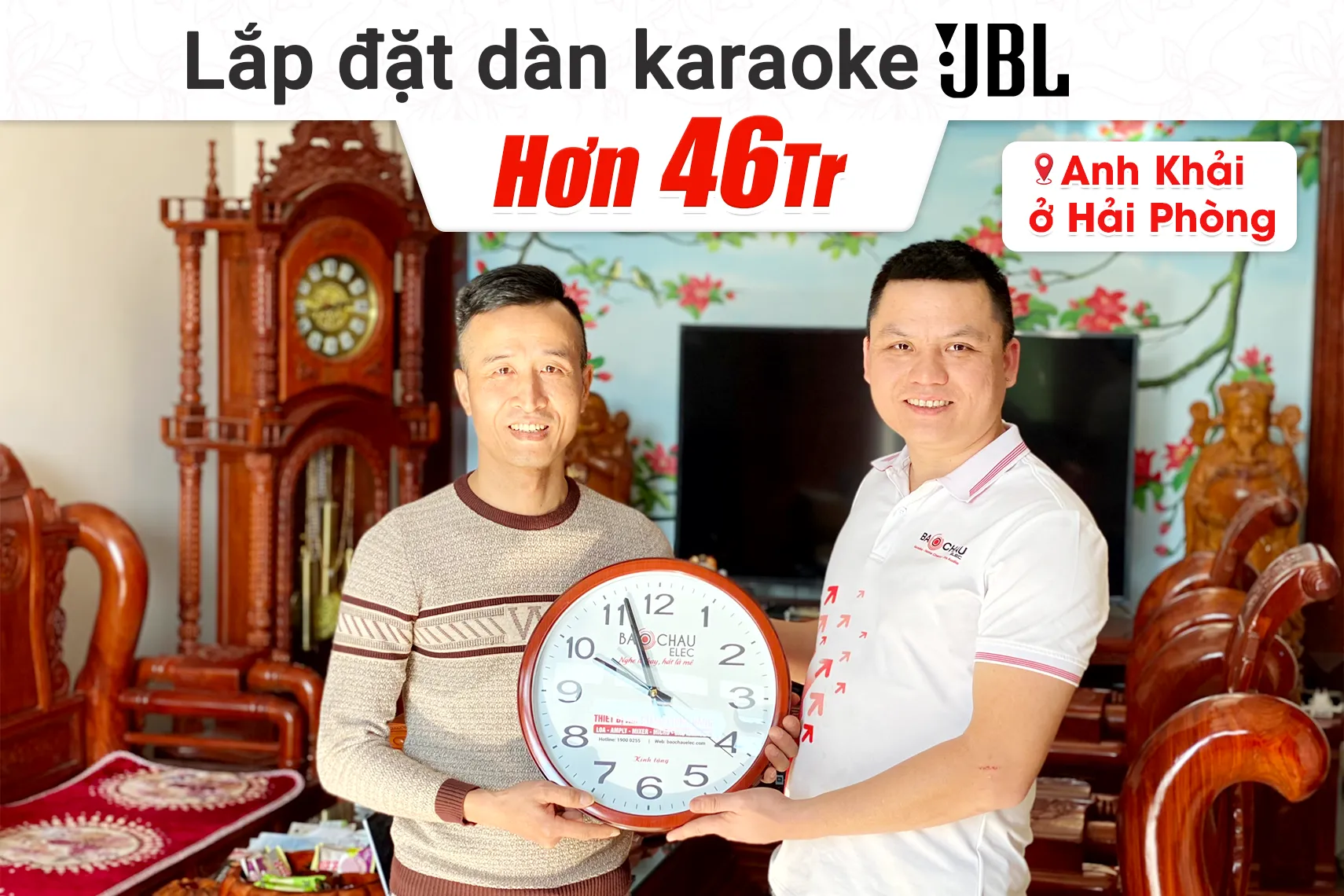 Lắp đặt dàn karaoke JBL hơn 46tr cho anh Khải tại Hải Phòng (JBL CV1052T, JBL V6, JBL KX180A, JBL VM300, Bksound M8...)