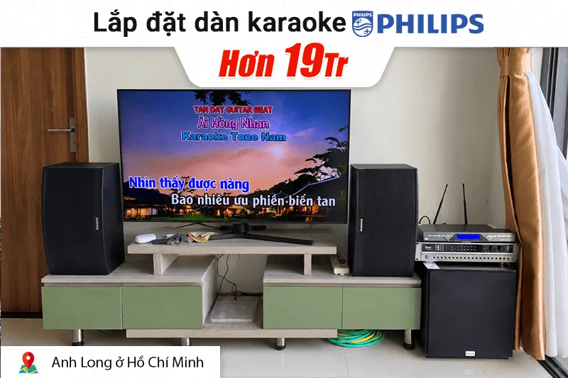 Lắp đặt dàn karaoke Philips hơn 19tr cho anh Long tại TP HCM (Philips CSS1308/70, Bksound DP3600, Bksound SW212, BCE U900 Plus X)