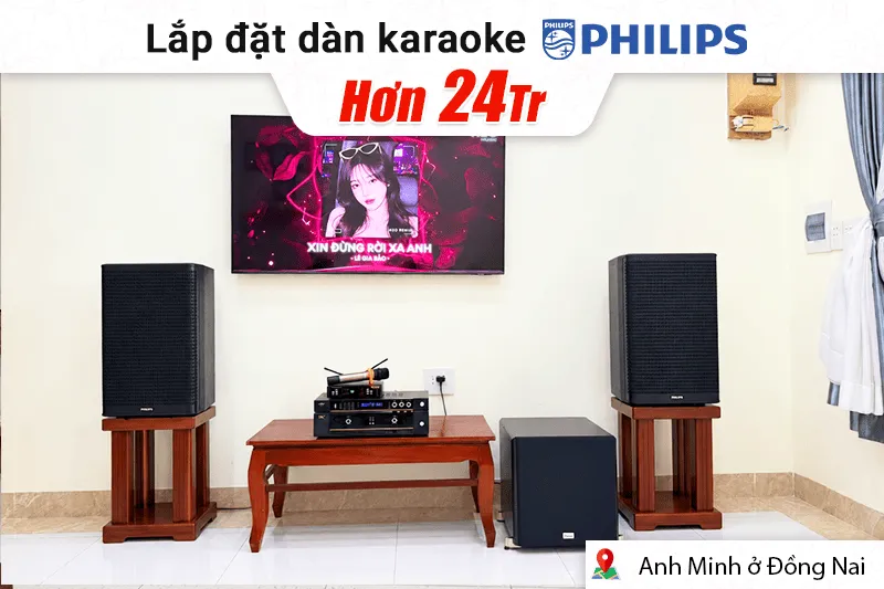 Lắp đặt dàn karaoke Philips hơn 24tr cho anh Minh tại Đồng Nai (Philips CSS1600/70, Wolfirst V6, Wolfirst VX8, Bksound SW512, BIK BJ-U100II)