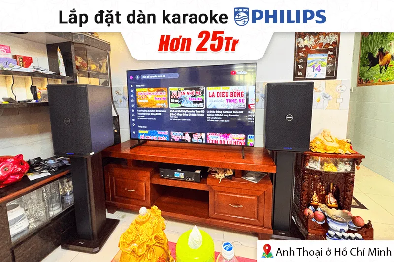 Lắp đặt dàn karaoke Philips hơn 25tr cho anh Thoại tại TP HCM (Philips CSS2120/70, Bksound DKA 8500 New, BIK LH-PS80)