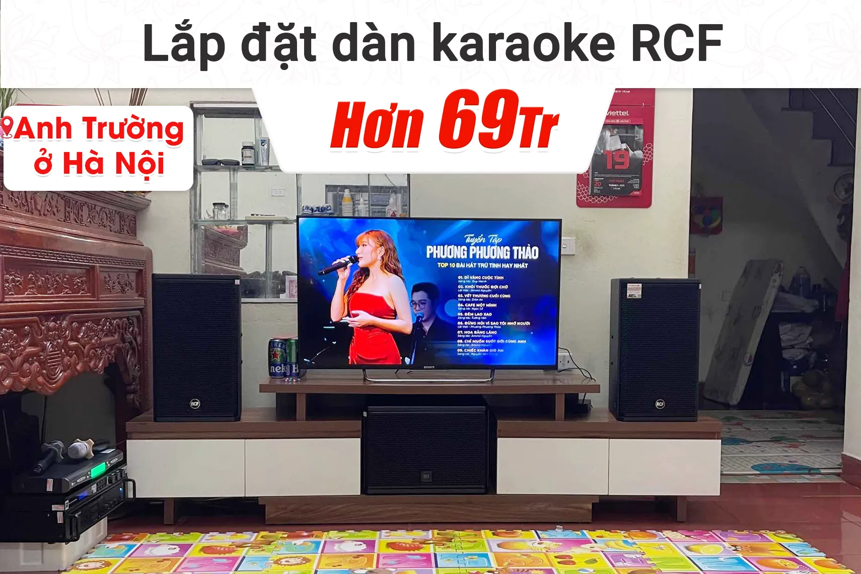Lắp đặt dàn karaoke RCF hơn 69tr cho anh Trường tại Hà Nội (RCF X-MAX 10, BIK VM630A, JBL KX180, RCF S10, Baiervires BS-790S)