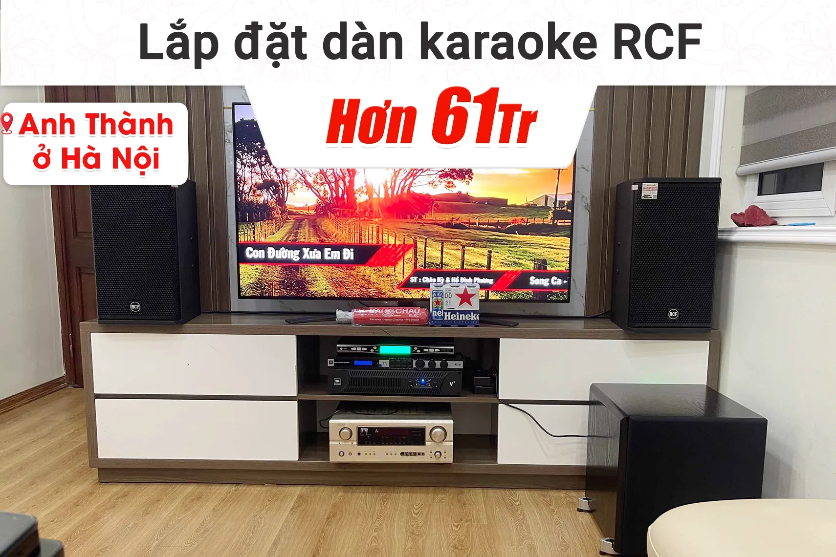 Lắp đặt dàn karaoke RCF hơn 61tr cho anh Tuấn tại Hà Nội (RCF X-MAX 10, JBL V6, JBL KX180, Bksound SW512, Baiervires BS-790S)