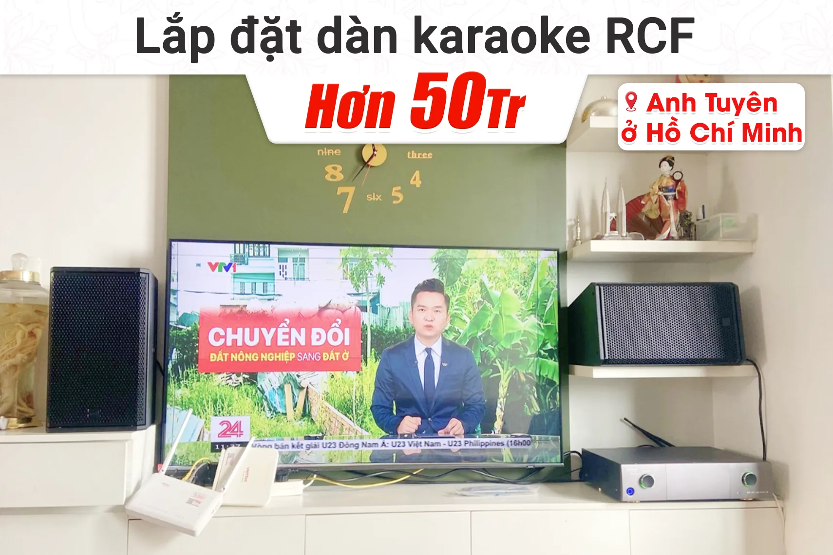 Lắp đặt dàn karaoke RCF hơn 50tr cho anh Tuyên tại TP HCM RCF (Compact M08, Denon DP-N1600, Yamaha SW100)