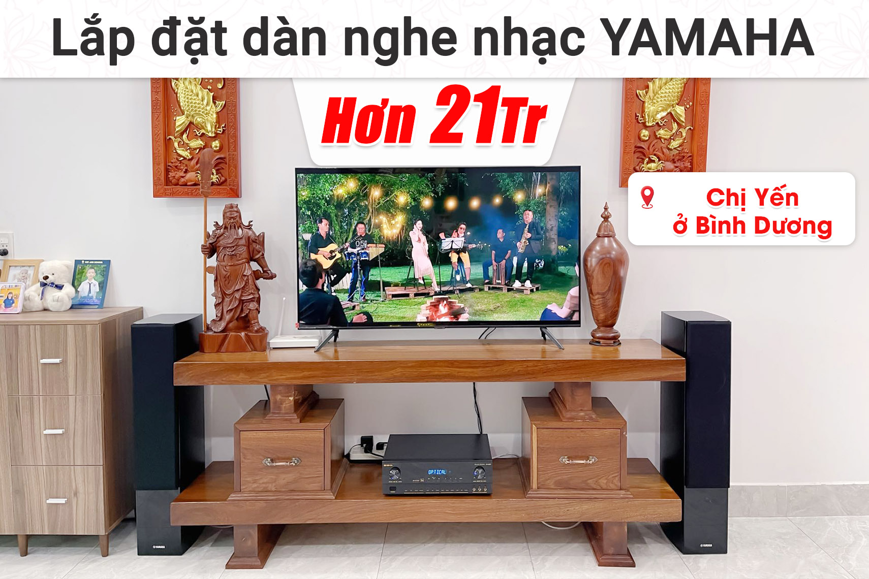 Lắp đặt dàn nghe nhạc Yamaha hơn 21 triệu cho chị Yến ở Bình Dương (Yamaha NS-F330, BIK BJ-A88,...)