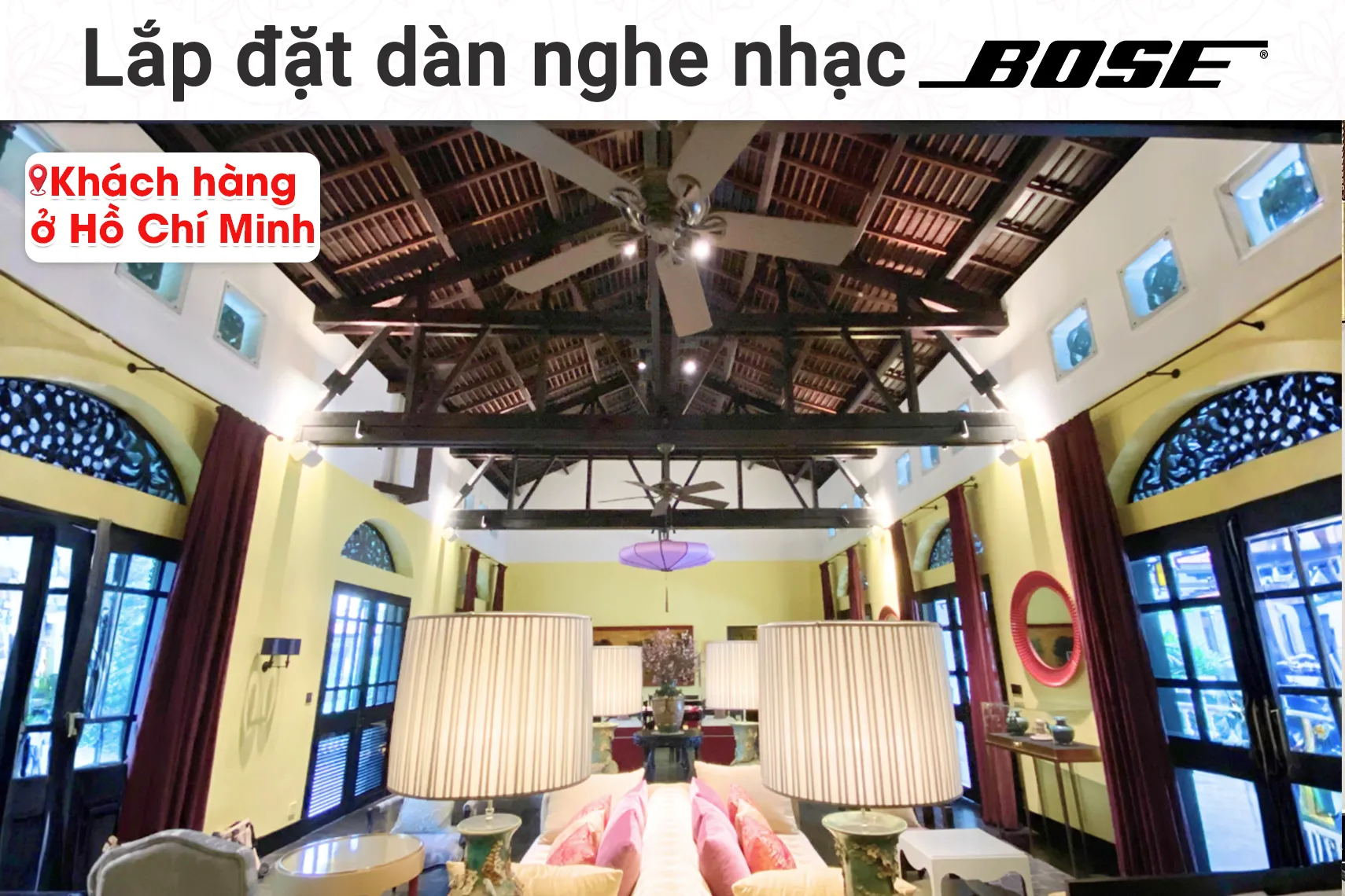 Lắp đặt dàn nghe nhạc Bose cho khách hàng tại TP HCM (Bose DM3SE, Yamaha WXC-50)