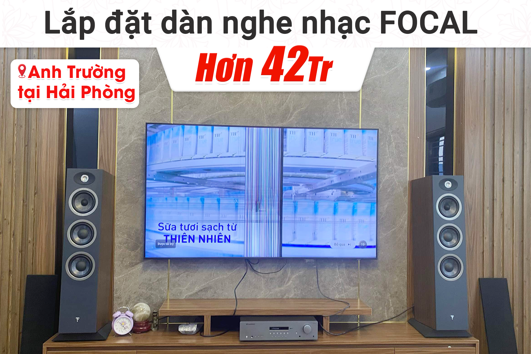 Lắp đặt dàn nghe nhạc Focal hơn 42tr cho anh Trường tại Hải Phòng (Focal Theva N2, Cambridge Audio AXR100)