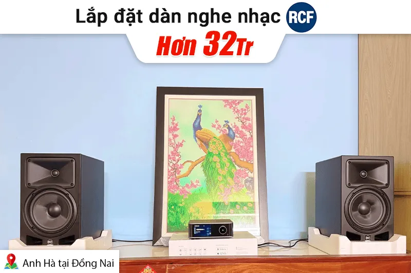 Lắp đặt dàn nghe nhạc RCF hơn 32tr cho anh Hà tại Đồng Nai (RCF Ayra Pro8, WiiM Ultra, Acnos FLAC 39)