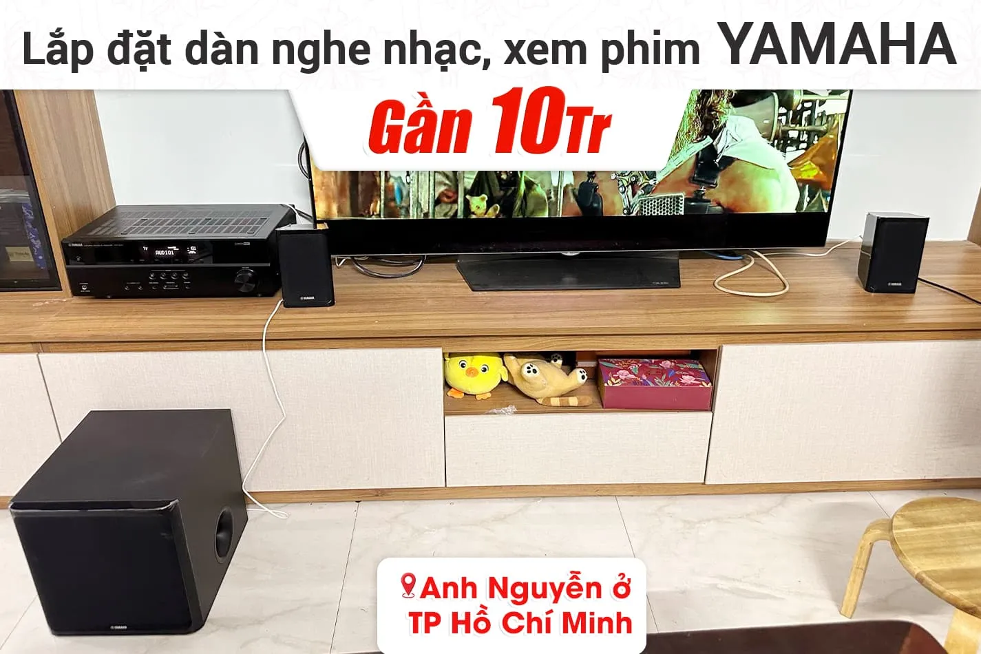 Lắp đặt dàn nghe nhạc, xem phim Yamaha YHT-1840 cho anh Nguyễn ở TPHCM