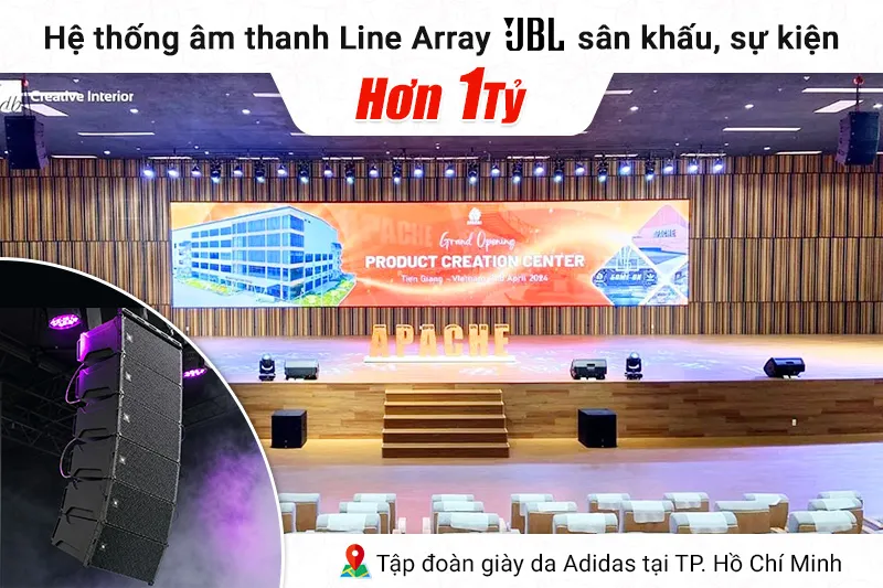 Lắp đặt hệ thống âm thanh Line Array JBL trị giá hơn 1 tỷ cho Tập đoàn giày da Adidas tại HCM