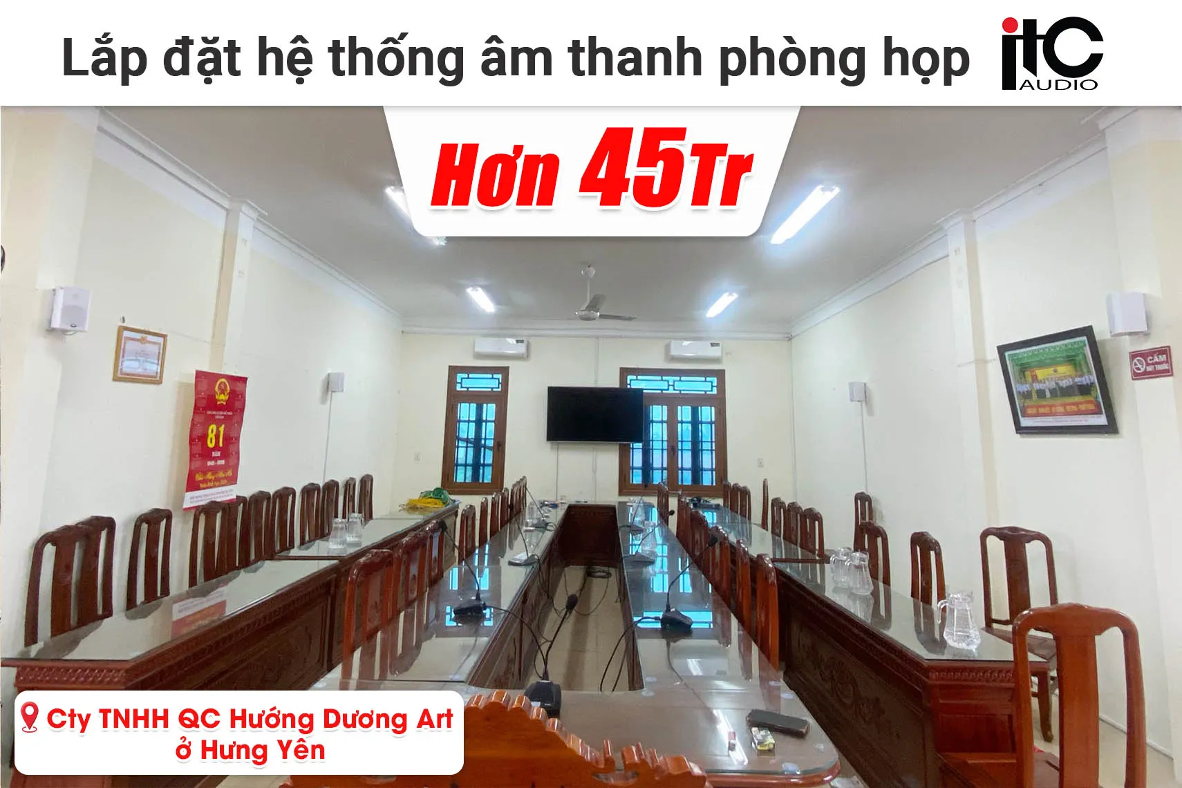 Lắp đặt hệ thống âm thanh phòng họp ITC hơn 45 triệu cho công ty TNHH Quảng cáo Hướng Dương Art ở Hưng Yên (T-774PW, TS-6221M, TI-120DTB,....