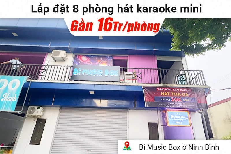 Lắp đặt 8 phòng karaoke box mini cho quán Bi Music ở Ninh Bình (Philips CSS1308/70, Bksound DKA 6500)