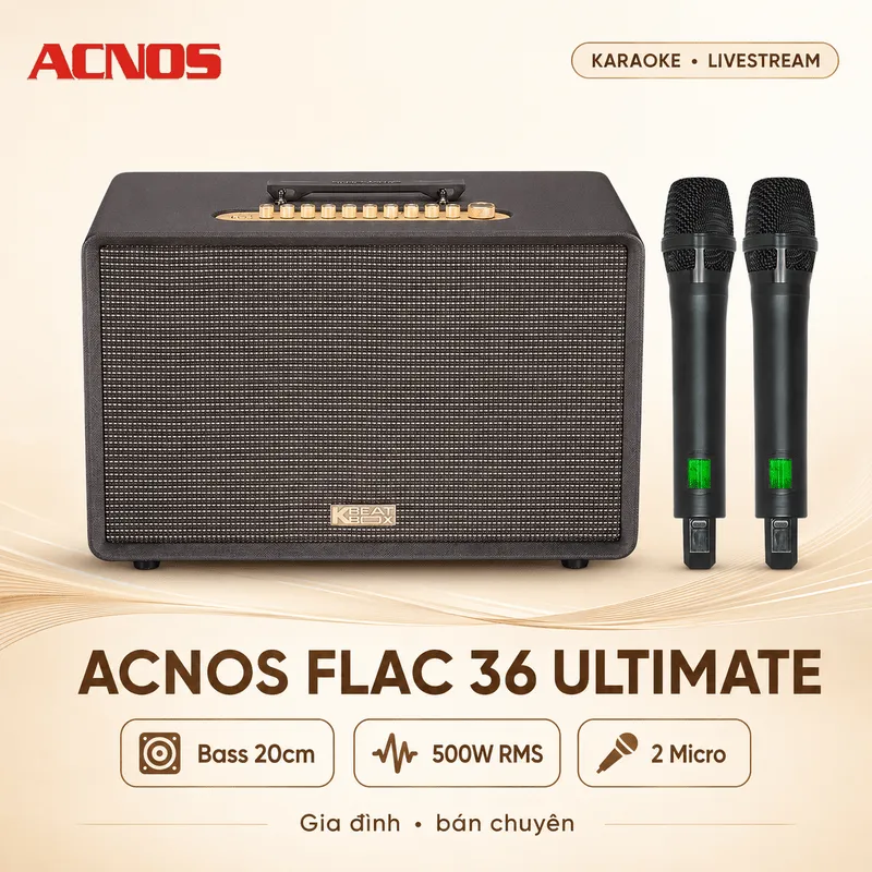 Loa Acnos FLAC 36 ULTIMATE (500W, Bluetooth 5.0, Kèm 2 micro)