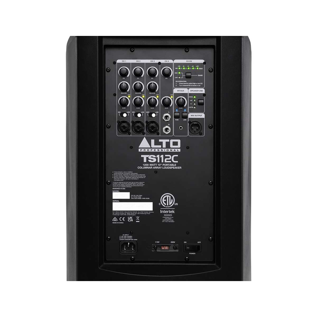 9/9 Hình ảnh sản phẩm Hình ảnh thực tế No Alt 2 Video Thông số sản phẩm 100% hàng chính hãng Đền gấp 3 lần nếu phát hiện hàng giả Giá luôn rẻ nhất Gọi để có giá tốt nhất Việt Nam Hệ thống 15 cửa hàng lớn nhất Việt Nam Trả góp 0% Trả góp online từ 0% Đặc điểm nổi bật Loa Alto TS112C là dòng loa PA cột di động mạnh mẽ, tích hợp công suất 1200W, mixer kỹ thuật số 5 kênh và kết nối Bluetooth, mang đến chất lượng âm thanh chuyên nghiệp cho các ban nhạc, DJ tiệc cưới hay sự kiện ngoài trời. - Bộ khuếch đại Class-D công suất đỉnh 1200W, công suất RMS 600W - Hệ thống loa cột cao cấp với subwoofer 12 inch và mảng cột 8 loa 2.75 inch - Góc phủ siêu rộng 120° x 30°, mang lại âm thanh đồng đều trong không gian - DSP tinh chỉnh chính xác giúp tối ưu hóa âm thanh và bảo vệ hệ thống - Mixer kỹ thuật số 5 kênh với hai cổng combo đầu vào và hiệu ứng reverb - EQ 2 băng tần cho từng kênh, dễ dàng điều chỉnh âm thanh theo nhu cầu - 4 chế độ loa chuyên dụng, phù hợp với nhiều ứng dụng biểu diễn - Kết nối không dây Bluetooth, hỗ trợ phát nhạc từ điện thoại hoặc máy tính bảng - Công nghệ TWS Bluetooth, cho phép ghép đôi hai loa để tạo hệ thống âm thanh stereo - Cổng XLR cân bằng để xuất tín hiệu Mix, mở rộng hệ thống dễ dàng - Điều khiển không dây qua ứng dụng Alto Pro, hỗ trợ tùy chỉnh âm thanh nâng cao - Thiết kế gọn nhẹ, dễ di chuyển, đi kèm túi đeo vai cho phần cột loa Loa cột Alto TS112C là dòng loa PA loa cột di động mạnh mẽ, tích hợp công suất 1200W, mixer kỹ thuật số 5 kênh và kết nối Bluetooth, mang đến chất lượng âm thanh chuyên nghiệp cho các ban nhạc, DJ tiệc cưới hay sự kiện ngoài trời. Với thiết kế tối ưu cho không gian trung bình, hệ thống này không chỉ mạnh mẽ về hiệu suất mà còn linh hoạt, dễ dàng di chuyển và lắp đặt. Thiết kế hiện đại, tối ưu nhiều không gian Gọn nhẹ và mạnh mẽ Loa cột Alto TS112C được chế tạo với phong cách thiết kế hiện đại, mang đường nét tinh gọn nhưng vẫn toát lên sự mạnh mẽ đặc trưng của một hệ thống loa biểu diễn chuyên nghiệp. Sự kết hợp giữa tính thẩm mỹ và khả năng chịu va đập tốt giúp sản phẩm vừa đẹp mắt vừa bền bỉ, phù hợp cho cả sân khấu trong nhà lẫn ngoài trời. Loa cột Alto TS112C Cấu trúc loa cột kết hợp subwoofer Loa Alto TS112C được trang bị hệ thống cột gồm một subwoofer 12 inch và mảng 8 loa 2.75 inch. Thiết kế này mang đến dải âm rộng, từ âm trầm sâu chắc của subwoofer đến âm trung và cao rõ ràng, chi tiết từ mảng loa cột. Sự kết hợp hài hòa này giúp TS112C đáp ứng tốt nhiều thể loại âm nhạc và tình huống sử dụng khác nhau. Loa cột Alto TS112C Vỏ loa chắc chắn, chống rung, giảm méo tiếng Vỏ loa được chế tạo từ vật liệu cứng cáp, giúp bảo vệ linh kiện bên trong khỏi tác động bên ngoài. Đồng thời, cấu trúc này được tối ưu để hạn chế rung động và giảm thiểu hiện tượng méo tiếng, đảm bảo âm thanh luôn rõ ràng và trung thực ngay cả khi hoạt động ở công suất cao. Thiết kế tháo rời, phụ kiện đi kèm Cột loa của TS112C có thể dễ dàng tháo rời và được đặt gọn trong túi đựng đi kèm, giúp quá trình vận chuyển trở nên nhẹ nhàng, nhanh chóng. Tính năng này đặc biệt phù hợp với các ban nhạc, DJ hoặc đơn vị tổ chức sự kiện thường xuyên phải di chuyển giữa nhiều địa điểm biểu diễn. Hướng dẫn lắp đặt hệ thống loa Loa Alto TS112C Đặt đế loa siêu trầm trên bề mặt phẳng Gắn thêm các cột theo nhu cầu của bạn. Có 2 phần cột, một trong số đó (phần trên cùng) được tải bằng loa. Phần còn lại có thể được sử dụng để xác định chiều cao của loa. Loa nên được đặt sao cho chúng tương đối với tai của khán giả để có kết quả tốt nhất. Ví dụ, nếu bạn đang chơi ở cùng mức với khán giả, bạn có thể muốn thêm phần giữa để loa ở độ cao ngang tai. Hoặc, nếu bạn đang ở trên một s nâng caotage, bạn có thể muốn tháo miếng đệm giữa để loa gần với khán giả trên sàn hơn. Để gắn một phần, chỉ cần chèn đầu nhô ra vào khoang, căn chỉnh các đầu nối bên trong và đẩy nhẹ cho đến khi nó khớp vào đúng vị trí. Kết nối các thiết bị đầu vào và đầu ra, sau đó kết nối đế loa siêu trầm với nguồn điện. Bật thiết bị bằng công tắc nguồn trên đế loa siêu trầm và bắt đầu phát! Để ngắt kết nối, trước tiên hãy tắt nguồn thiết bị, sau đó nhẹ nhàng tách các bộ phận ra. Thương hiệu Loa Alto của nước nào, sản phẩm có tốt không? Bạn muốn tham khảo và chọn mua loa Alto, nhưng không rõ nguồn gốc thương hiệu của sản phẩm này, liệu chất lượng có đủ uy tín để tin dùng...? Tính năng, công nghệ hiện đại - hiệu suất vượt trội Công suất mạnh mẽ đỉnh tới 1200W Loa cột Alto TS112C sở hữu công suất đỉnh lên tới 1200W và công suất RMS 600W (300W LF + 300W HF), mang đến khả năng phát âm thanh cực kỳ mạnh mẽ, phù hợp cho cả không gian trong nhà lẫn ngoài trời. Công nghệ khuếch đại Class D Việc ứng dụng công nghệ khuếch đại Class-D giúp Loa cột Alto TS112C hoạt động hiệu quả hơn, tiêu thụ ít điện năng nhưng vẫn duy trì âm thanh sống động, hạn chế hiện tượng nóng máy khi vận hành lâu. Đây là một lợi thế lớn cho các buổi biểu diễn kéo dài hoặc sự kiện ngoài trời. Loa cột Alto TS112C Âm trầm sâu – Âm cao sáng rõ Hệ thống loa gồm 1 subwoofer 12 inch và mảng cột 8 loa 2.75 inch cho khả năng tái tạo âm thanh cân bằng và chi tiết. Âm trầm xuống sâu, chắc gọn; âm trung rõ ràng; và âm cao sáng, không chói gắt. Với dải tần đáp ứng 40Hz – 20kHz, loa đáp ứng tốt nhiều thể loại nhạc khác nhau, từ nhạc sôi động, DJ đến nhạc acoustic nhẹ nhàng. Loa Alto TS112C EQ 2 băng tần cho từng kênh Người dùng dễ dàng điều chỉnh âm bass và treble riêng biệt cho từng kênh trên Loa cột Alto TS112C đảm bảo chất âm phù hợp với từng thể loại nhạc và nhu cầu biểu diễn. Mixer kỹ thuật số 5 kênh – Linh hoạt trong kết nối Loa cột Alto TS112C được trang bị mixer 5 kênh tích hợp với đa dạng cổng kết nối như 3 cổng mic/line combo, 1 cổng stereo TRS, Bluetooth/Aux, Alto TS112C mang lại sự chủ động tối đa cho người dùng. Tính năng hiệu ứng Reverb trên các kênh từ 1-4 giúp âm thanh thêm chiều sâu, tăng tính chuyên nghiệp cho giọng hát và nhạc cụ khi biểu diễn. Loa cột Alto TS112C 1. Kênh CH1 & CH2 Ngõ vào combo XLR/Jack 6.3mm hỗ trợ cả micro (MIC) và tín hiệu đường truyền (LINE). Nút chọn chế độ MIC/LINE giúp linh hoạt khi sử dụng với micro hoặc thiết bị phát nhạc. Điều chỉnh EQ: Nút vặn EQ cho phép tăng/giảm dải tần (±10dB). Hiệu ứng Reverb: Thêm độ vang để giọng hát và nhạc cụ trở nên tự nhiên, giàu âm sắc. Điều chỉnh Gain: Kiểm soát độ lớn tín hiệu đầu vào. Đèn báo Clip: Cảnh báo khi tín hiệu vào quá lớn, tránh méo tiếng. 2. Kênh CH3 Ngõ vào combo XLR/Jack 6.3mm với lựa chọn INST (nhạc cụ) hoặc LINE. Các tính năng EQ, Reverb, Gain và Clip tương tự CH1 & CH2. 3. Kênh CH4 Ngõ vào Jack 6.3mm kép (TRS) cho tín hiệu stereo (LEFT & RIGHT). Điều chỉnh EQ và Gain, kèm đèn báo Clip. 4. Bộ EQ chung (CH EQ) Cho phép chọn băng tần High hoặc Low để điều chỉnh. Thang điều chỉnh từ -10dB đến +10dB, giúp tinh chỉnh âm thanh tổng thể theo môi trường biểu diễn. 5. Ngõ vào BT/AUX Kết nối Bluetooth: Nút Pair để ghép nối không dây với thiết bị di động. 6. Ngõ AUX 3.5mm cho kết nối có dây. Núm Gain riêng để cân chỉnh âm lượng tín hiệu BT/AUX. Chế độ sử dụng loa (Speaker Use) Tùy chọn 4 chế độ âm thanh cài sẵn: Normal, Live, DJ, Custom giúp tối ưu âm thanh theo mục đích sử dụng. 7. Ngõ ra (Mix Output) Cổng XLR xuất tín hiệu âm thanh tổng hợp ra hệ thống âm thanh khác hoặc thiết bị ghi âm. DSP chính xác với tính năng bảo vệ loa Công nghệ DSP (Digital Signal Processing) trên Loa cột Alto TS112C giúp tinh chỉnh âm thanh tối ưu, đồng thời bảo vệ loa trước các hiện tượng quá tải, méo tiếng hoặc nhiệt độ cao. Công nghệ Bluetooth & TWS – Phát nhạc không giới hạn Công nghệ Bluetooth: Loa cột Alto TS112C được trang bị công nghệ Bluetooth tiên tiến, giúp người dùng dễ dàng kết nối không dây với các thiết bị phát nhạc như smartphone, máy tính bảng, laptop hay các thiết bị âm thanh khác mà không cần dây cáp rườm rà. Việc này không chỉ mang lại sự tiện lợi tối đa trong quá trình sử dụng mà còn giúp giữ không gian gọn gàng, hạn chế vướng víu và mất thẩm mỹ khi kết nối dây. Loa cột Alto TS112C Công nghệ TWS (True Wireless Stereo): Alto TS112C còn hỗ trợ công nghệ TWS (True Wireless Stereo) – một tính năng hiện đại cho phép bạn ghép nối đồng thời hai loa TS112C lại với nhau qua kết nối Bluetooth. Nhờ vậy, bạn có thể tạo thành hệ thống âm thanh stereo thực thụ với âm thanh nổi sống động, mở rộng không gian nghe, đem lại trải nghiệm âm nhạc mạnh mẽ, chân thực và bao phủ rộng rãi hơn. Hướng dẫn tùy chỉnh loa A. ĐẦU VÀO NGUỒN ĐIỆN: Kết nối cáp nguồn đi kèm với đầu vào này và kết nối đầu kia của cáp với nguồn điện. Đảm bảo Công tắc nguồn được đặt ở vị trí TẮT khi cắm và rút cáp. B. VOLTAGE SELECTOR: Chỉ thay đổi cài đặt điện áp khi thật sự cần thiết (ví dụ: khi di chuyển đến quốc gia hoặc khu vực có mức điện áp khác). Chọn sai mức điện áp có thể làm hỏng thiết bị. C. CÔNG TẮC NGUỒN: Sử dụng công tắc này để bật và tắt loa. Đảm bảo âm lượng được đặt ở mức không trước khi bật loa. D. ĐẦU VÀO KÊNH 1-3 (1/4″ / XLR): Sử dụng cáp XLR, TS hoặc TRS tiêu chuẩn (không bao gồm) để kết nối nguồn âm thanh của bạn với các đầu vào này. E. ĐẦU VÀO KÊNH 4 (Âm thanh nổi 1/4″ ): Sử dụng cáp TS hoặc TRS tiêu chuẩn (không bao gồm) để kết nối nguồn âm thanh nổi với đầu vào này. F. BỘ CHỌN ĐẦU VÀO: Điều chỉnh công tắc này tùy thuộc vào loại thiết bị được kết nối với từng đầu vào— MIC hoặc LINE cho CHI-2 và INST hoặc LINE cho CH3. G. GAIN: Xoay núm này để điều chỉnh mức đầu vào kênh. Nếu đèn LED CLIP sáng liên tục, hãy giảm âm lượng của nguồn âm thanh, sau đó giảm mức GAIN. H. REVERB: Xoay núm này để điều chỉnh lượng hiệu ứng hồi âm được áp dụng cho CH1-3. I. EQ: Nhấn nút EQ BAND để chọn HIGH hoặc LOW, sau đó sử dụng núm CH EQ để điều chỉnh lượng tăng hoặc giảm được áp dụng cho băng tần trên kênh đã chọn, như hiển thị trên đèn LED EQ. J. ĐẦU RA MIX: Sử dụng cáp XLR tiêu chuẩn (không bao gồm) để kết nối đầu ra này với đầu vào của loa khác. K. SỬ DỤNG LOA: Nhấn nút này để điều chỉnh âm thanh của loa theo mục đích sử dụng. Loa Alto TS112C BT/AUX: Các nút điều khiển này được sử dụng để kết nối với thiết bị Bluetooth bên ngoài để phát trực tuyến âm thanh hoặc sử dụng với Ứng dụng Alto Pro, liên kết với loa Alto TS112C thứ hai và kết nối thiết bị phụ trợ. GAIN: Xoay núm này để điều chỉnh mức BT/AUX, tăng âm lượng thiết bị BT/AUX lên mức cao nhất, sau đó điều chỉnh núm này để có kết quả tốt nhất. PAIR: Nhấn nút này để vào chế độ ghép nối Bluetooth. Đèn LED phía trên sẽ nhấp nháy để báo hiệu thiết bị đã sẵn sàng ghép nối. Điều hướng đến menu cài đặt Bluetooth của thiết bị và chọn “Alto TS112C”. Sau khi kết nối, đèn LED sẽ sáng liên tục. Để ngắt kết nối, hãy nhấn đúp vào nút PAIR hoặc ngắt kết nối khỏi thiết bị Bluetooth của bạn. LINK: Nhấn và giữ nút này để vào chế độ Stereo Link để kết nối không dây với loa Alto TS112C khác để phát lại âm thanh nổi. Đèn LED phía trên sẽ nhấp nháy để báo hiệu loa đã sẵn sàng kết nối. Lặp lại quy trình này trên loa thứ hai và đợi tối đa một phút để loa kết nối. Sau khi kết nối, đèn LED của cả hai loa sẽ sáng liên tục. Để ngắt kết nối, hãy nhấn đúp vào nút LINK trên một loa. AUX INPUT: Kết nối thiết bị phụ trợ với đầu vào 1/8” (3.5 mm). Điều khiển linh hoạt qua ứng dụng Alto Pro Với ứng dụng Alto Pro, người dùng có thể điều khiển loa từ xa và tinh chỉnh âm thanh trực tiếp trên thiết bị di động. Ứng dụng hỗ trợ EQ 5-band PEQ giúp điều chỉnh từng dải tần số một cách chi tiết, tối ưu âm thanh cho từng không gian và mục đích sử dụng. Điều này đặc biệt hữu ích cho kỹ thuật viên âm thanh hoặc người dùng muốn nhanh chóng tùy chỉnh mà không cần thao tác trực tiếp trên loa. Kết nối điện thoại với loa qua Bluetooth® (xem bên dưới). Tìm kiếm “Ứng dụng Alto Pro” trên Apple App Store hoặc Google Play Store. Mở ứng dụng trên thiết bị của bạn. Loa Alto TS112C 4 chế độ sử dụng mà loa hỗ trợ đáp ứng nhu cầu sử dụng đa dạng của bạn. Normal: Âm thanh cân bằng, phù hợp cho nghe cơ bản. Live: Tối ưu cho biểu diễn solo, bass nhẹ hơn và giọng hát rõ hơn. DJ: Phát nhạc với bass mạnh và dải cao sáng. Custom: Tùy chỉnh âm thanh qua ứng dụng ALTO Pro. Ứng dụng của Loa cột Alto TS112C trong đời sống Với thiết kế và tính năng vượt trội, Loa cột Alto TS112C đặc biệt phù hợp cho nhiều tình huống sử dụng chuyên nghiệp lẫn giải trí. Loa cột Alto TS112C Biểu diễn trực tiếp: Phù hợp cho nghệ sĩ song ca, nhóm nhạc hoặc ban nhạc nhỏ tại sân khấu vừa và nhỏ. DJ & sự kiện: Cung cấp âm lượng lớn, dải trầm mạnh mẽ cho DJ tiệc cưới, lễ hội, party ngoài trời. Không gian giải trí tầm trung: Lý tưởng cho nhà máy bia, xưởng rượu vang, quán pub, quán bar. Sự kiện ngoài trời: Độ phủ âm rộng, đảm bảo âm thanh rõ ràng và đều khắp khu vực. Biểu diễn ban nhạc: Mixer 5 kênh cho phép kết nối nhiều nhạc cụ và micro cùng lúc. Giải pháp âm thanh chuyên nghiệp: Thiết kế loa cột sang trọng, gọn gàng, dễ lắp đặt, phù hợp cho sự kiện, hội trường, trung tâm thương mại Sở hữu Loa cột Alto TS112C tại Bảo Châu Elec với ưu đãi hấp dẫn Nếu bạn đang tìm kiếm một hệ thống âm thanh chuyên nghiệp vừa mạnh mẽ vừa linh hoạt, Loa cột Alto TS112C chính là lựa chọn hoàn hảo. Ngay hôm nay, bạn có thể đặt trước tại Bảo Châu Elec để nhận ngay ưu đãi hấp dẫn cùng nhiều quyền lợi đặc biệt. Loa Alto TS112C Với kinh nghiệm nhiều năm trong lĩnh vực âm thanh, đội ngũ chuyên gia của Bảo Châu Elec sẽ tư vấn chi tiết, giúp bạn chọn giải pháp tối ưu nhất cho nhu cầu biểu diễn, sự kiện hay kinh doanh giải trí. Đây là cơ hội để bạn sở hữu Alto TS112C với hiệu suất đỉnh cao và yên tâm tuyệt đối về chất lượng dịch vụ. icon loa cột Loa Cột Di Động Chính Hãng | Loa Column Array Giá Rẻ Bảng giá các mẫu Loa cột di động (Column Array) chính hãng có giá rẻ nhất tại Bảo Châu Elec. Đa dạng các thương hiệu nổi tiếng thế giới: JBL, RCF, Bose... Xem thêm Đánh giá sản phẩm 5/5 4 đánh giá 5 100% 4 0% 3 0% 2 0% 1 0% Đánh giá có ảnh 5 Lê Hướng Đã mua hàng 04/09/2025Thích Đặt trước rẻ được kha khá, chất âm hay Tuấn Vũ Đã mua hàng 04/09/2025Thích Loa nghe hay, KM được tặng kèm mic hát karaoke Trần Ơn Đã mua hàng 19/08/2025Thích Chất âm hay, đặt trước nên được giá tốt, tranh thủ các bác ạ Mạnh Đỗ Đã mua hàng 19/08/2025Thích Loa cực chất lượng, mua dịp 2/9 đang có giá tốt kèm quà to Viết đánh giá Loa cột Alto TS112C