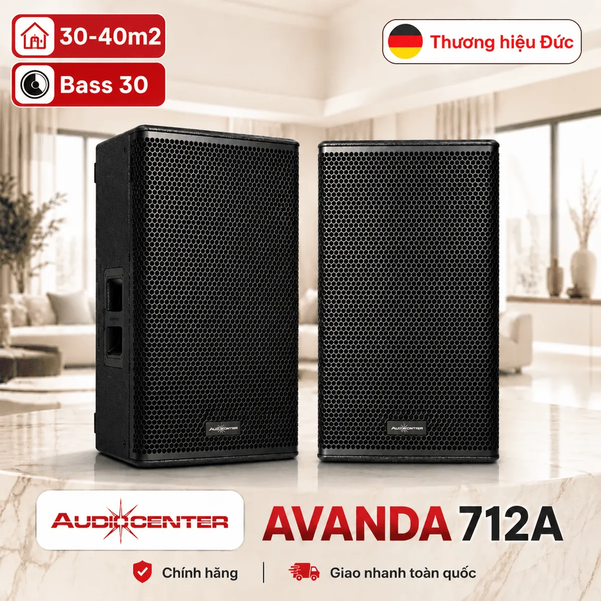 Loa Audiocenter Avanda 712A (Active, Bass 30cm, 1500W, 126dB)