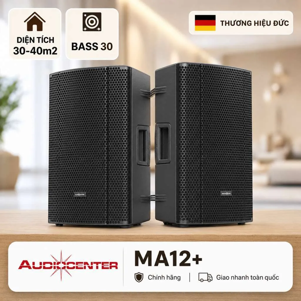 Loa Audiocenter MA12+ (Active, Bass 30cm, 1600W, 131dB, Bluetooth, DSP)