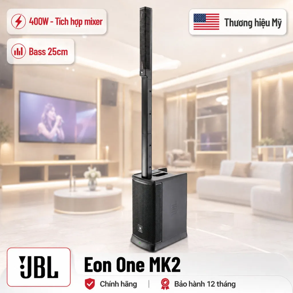 Loa JBL Eon One MK2 (1500W PEAK, 400W RMS, Bluetooth, DSP, Mixer)