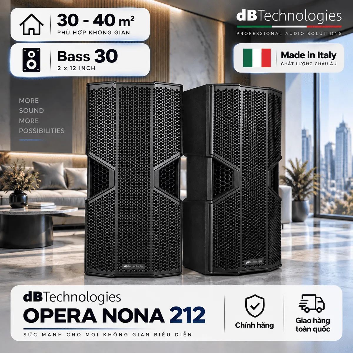 Loa dBTechnologies Opera Nona 212 (Active, Bass Đôi 30cm, 1000W/2000W)