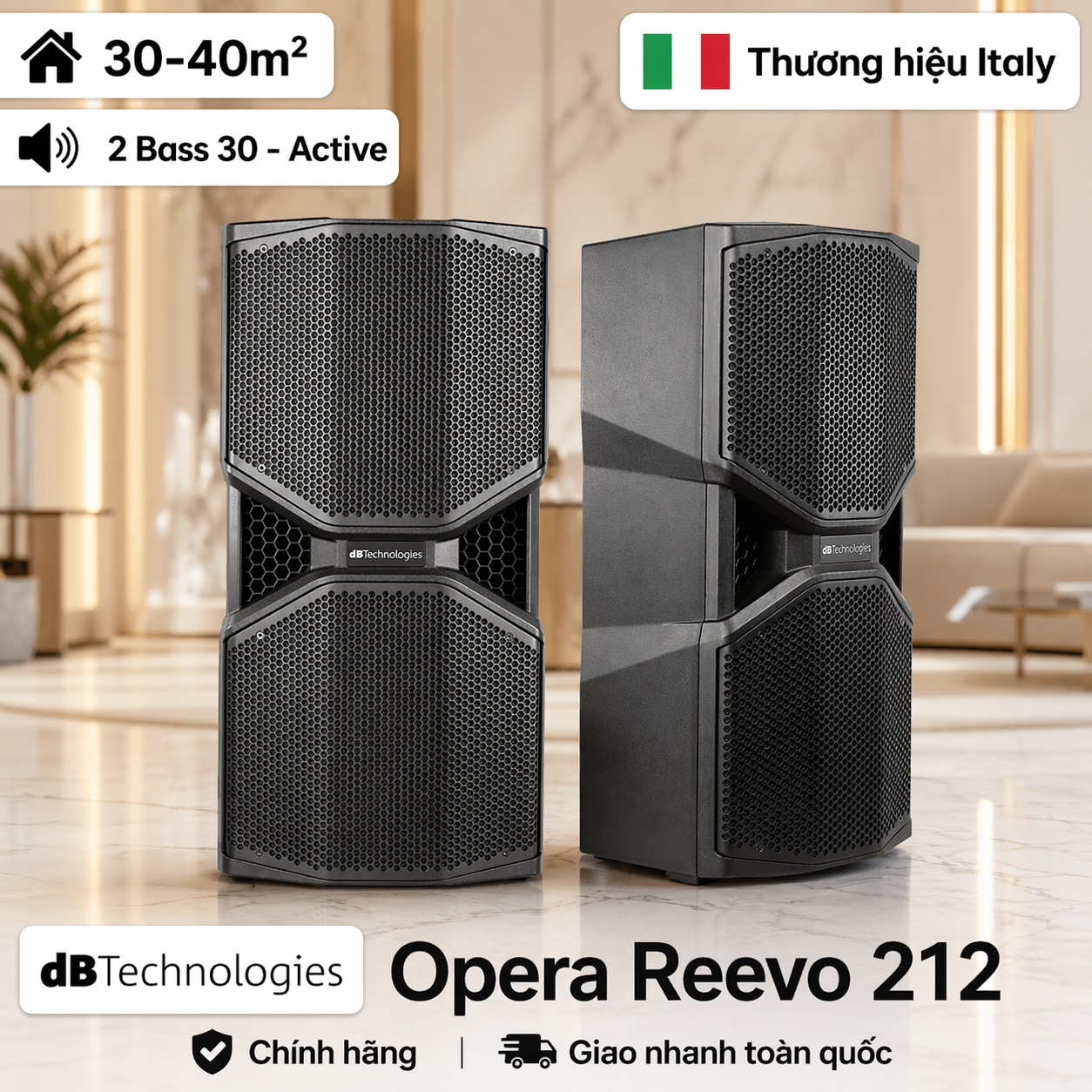 Loa dBTechnologies Opera Reevo 212 (Bass đôi 30cm, Active, Made in Italy, Từ Neo) 