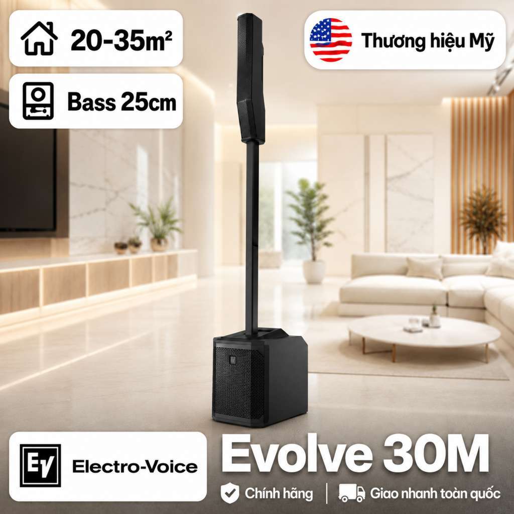 Loa Electro Voice Evolve 30M (1000W, Mixer 8 kênh, Class D)