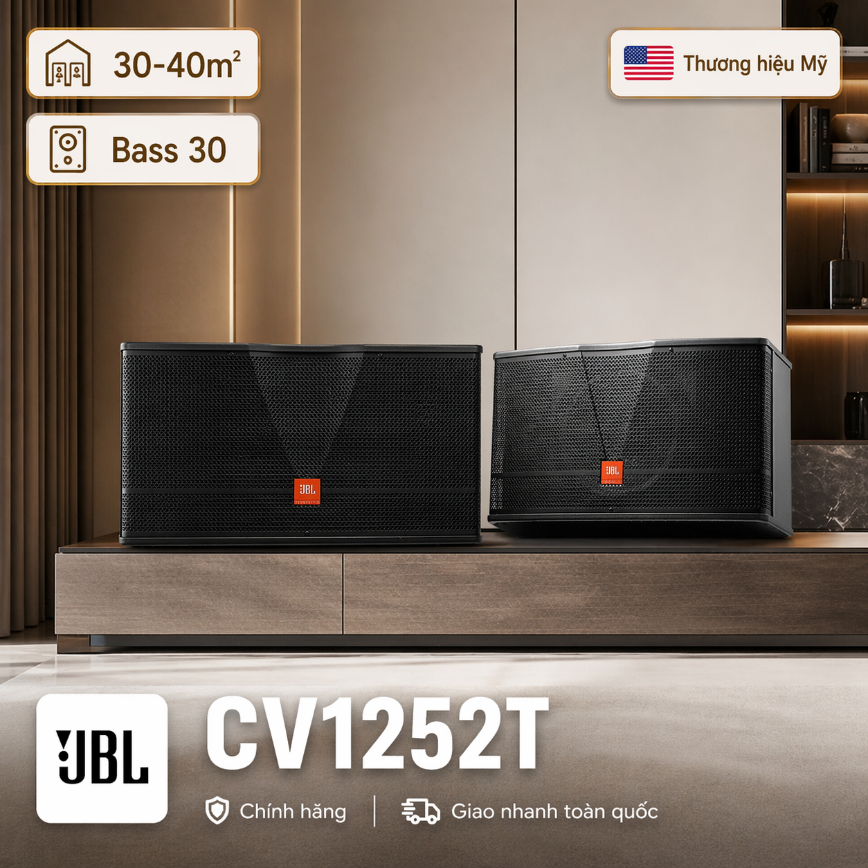 Loa karaoke JBL CV1252T (bass 30cm, Ba Sao)
