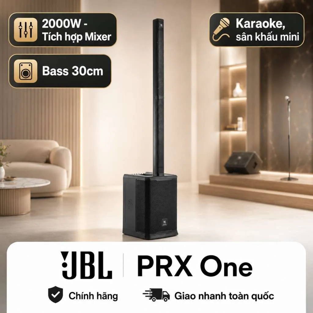 Loa JBL PRX One (2000W Peak, PA di động, Bluetooth, tích hợp Mixer, Class D, DSP)