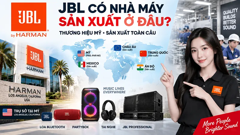 JBL có nhà máy sản xuất ở đâu? Giải đáp chi tiết nguồn gốc loa JBL chính hãng