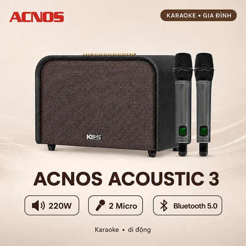 Loa Acnos Acoustic 3 (Bass 25cm, 220W, Kèm 2 micro)