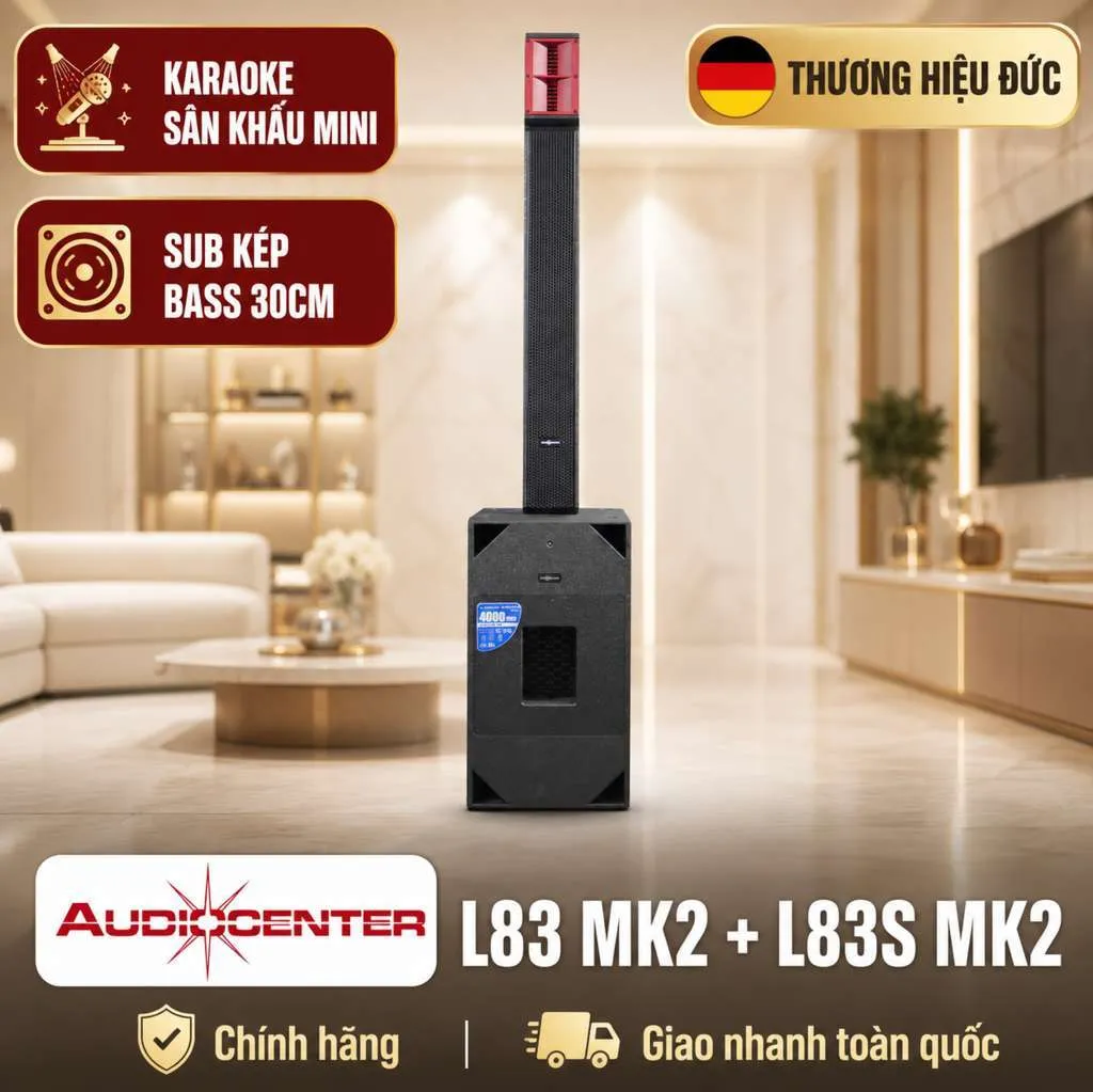Trùm Loa cột Audiocenter L83 MK2 + L83S MK2 (4000W, Class D, Bluetooth)