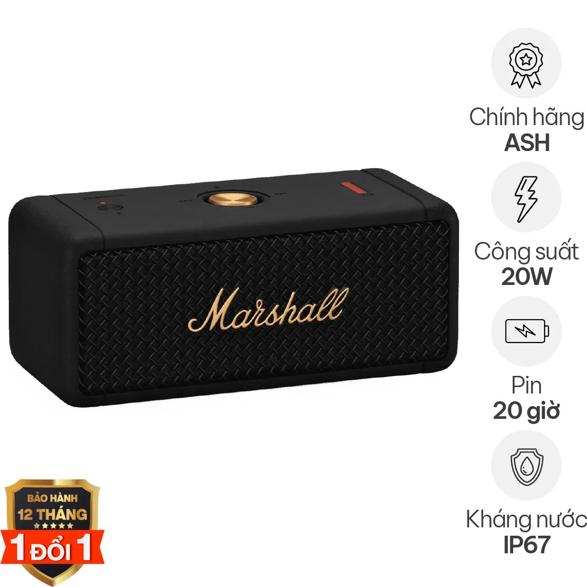 Loa Marshall Emberton 2 (II) Chính Hãng ASH (20W, Pin 30h,Bluetooth 5.1, IP67)