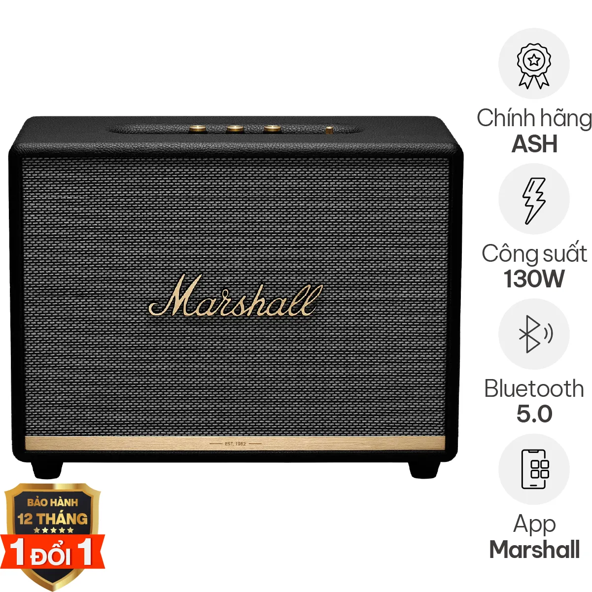 Loa Marshall Woburn 2 (II) Chính Hãng ASH (130W, Bluetooth 5.0, AUX, RCA)