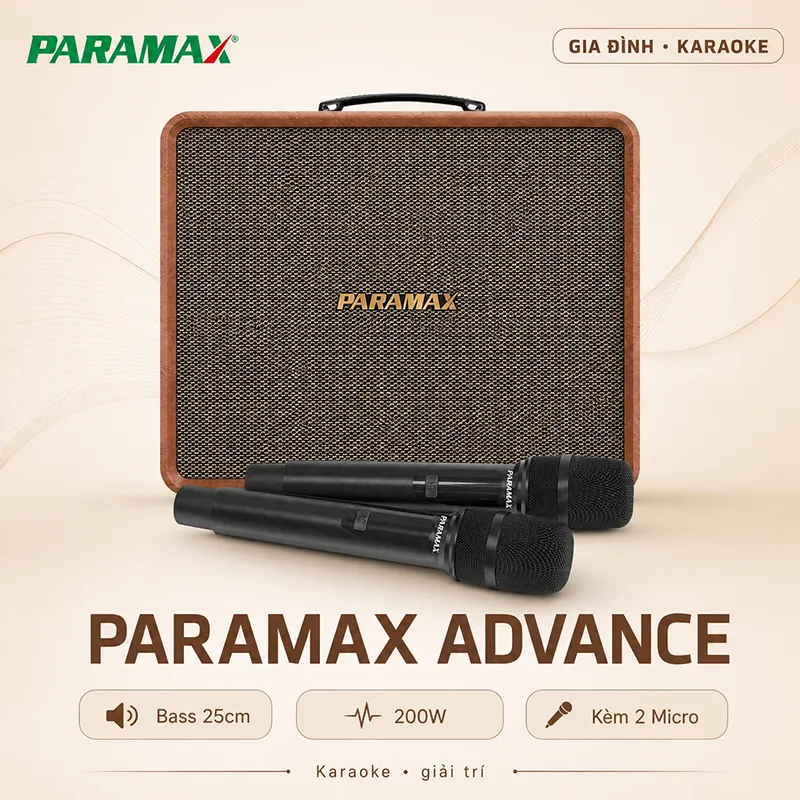 Loa Paramax Advance (Bass 25cm, 200W, Kèm 2 Micro)