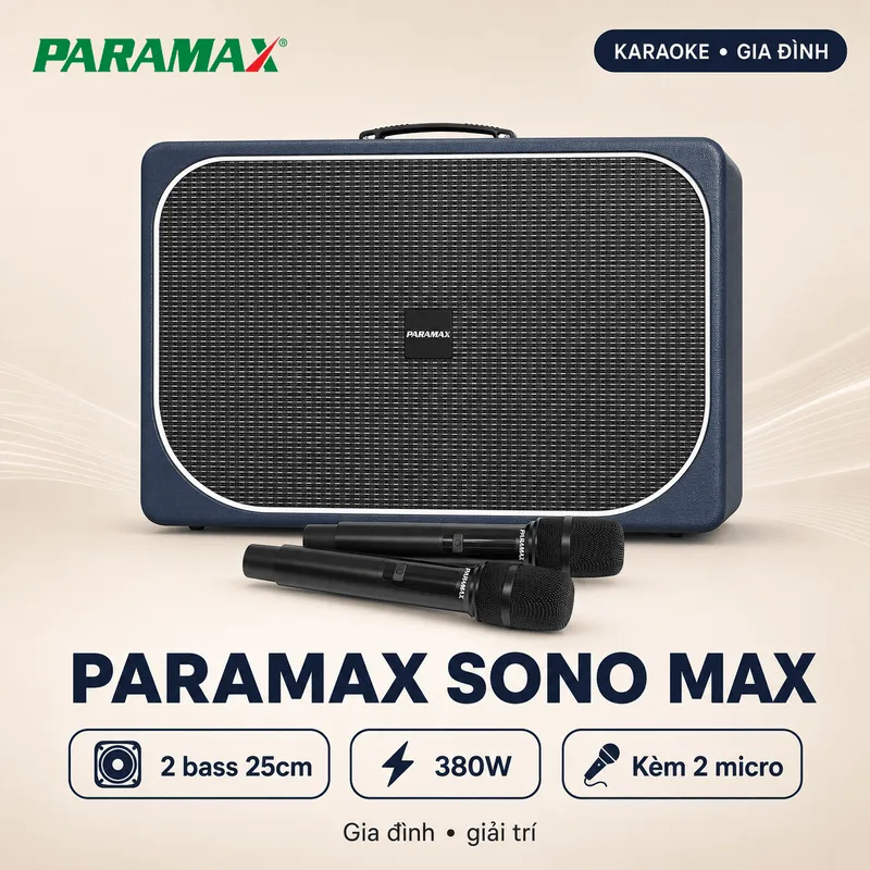 Loa Paramax Sono Max (2 bass 25cm, 380W, Kèm 2 micro)