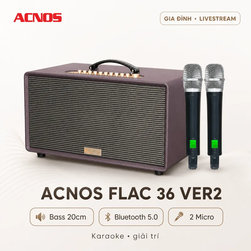 Loa xách tay Acnos Flac 36 Ver2 (200W, Bluetooth 5.0, Kèm 2 tay micro)