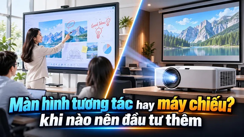 Màn hình tương tác hay máy chiếu? Khi nào nên đầu tư thêm?
