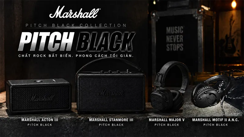 Marshall ra mắt bộ sưu tập Pitch Black: Loạt sản phẩm phiên bản đen toàn diện đầy cá tính