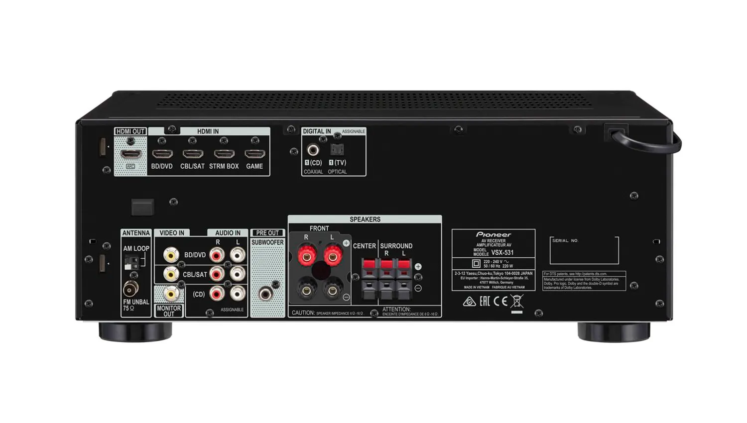 mặt sau Amply Pioneer VSX-531